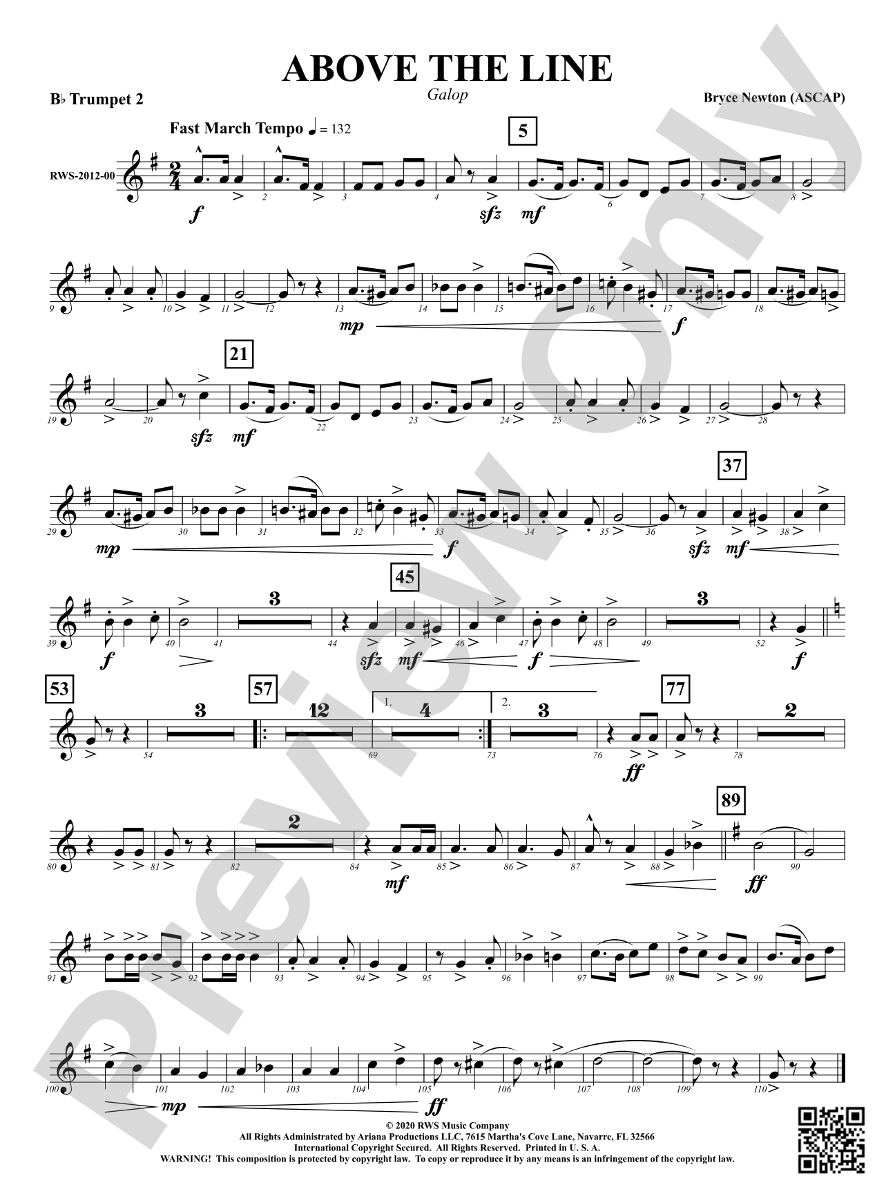 Above the Line - Galop: 2nd B-flat Trumpet