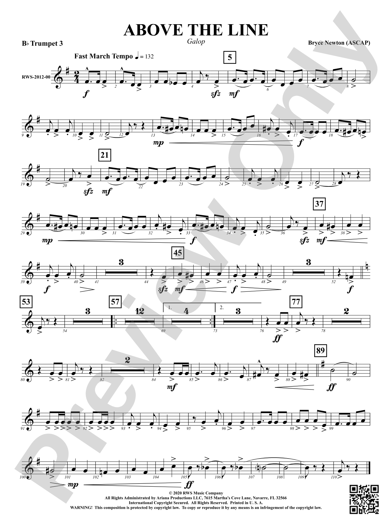 Above the Line - Galop: 3rd B-flat Trumpet