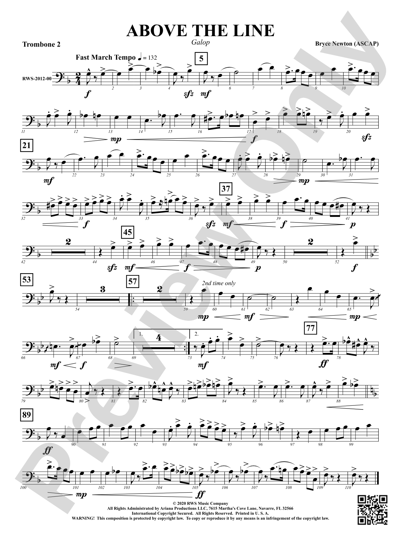 Above the Line - Galop: 2nd Trombone