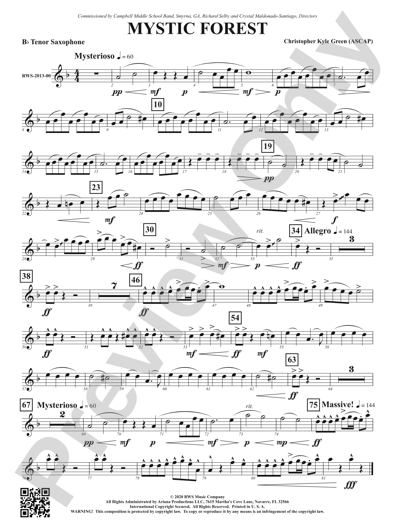 Mystic Forest: B-flat Tenor Saxophone