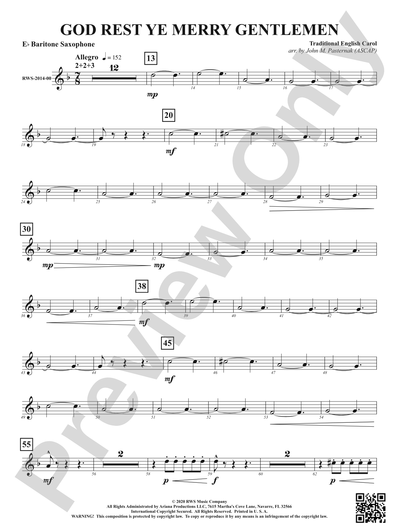 God Rest Ye Merry Gentlemen: E-flat Baritone Saxophone