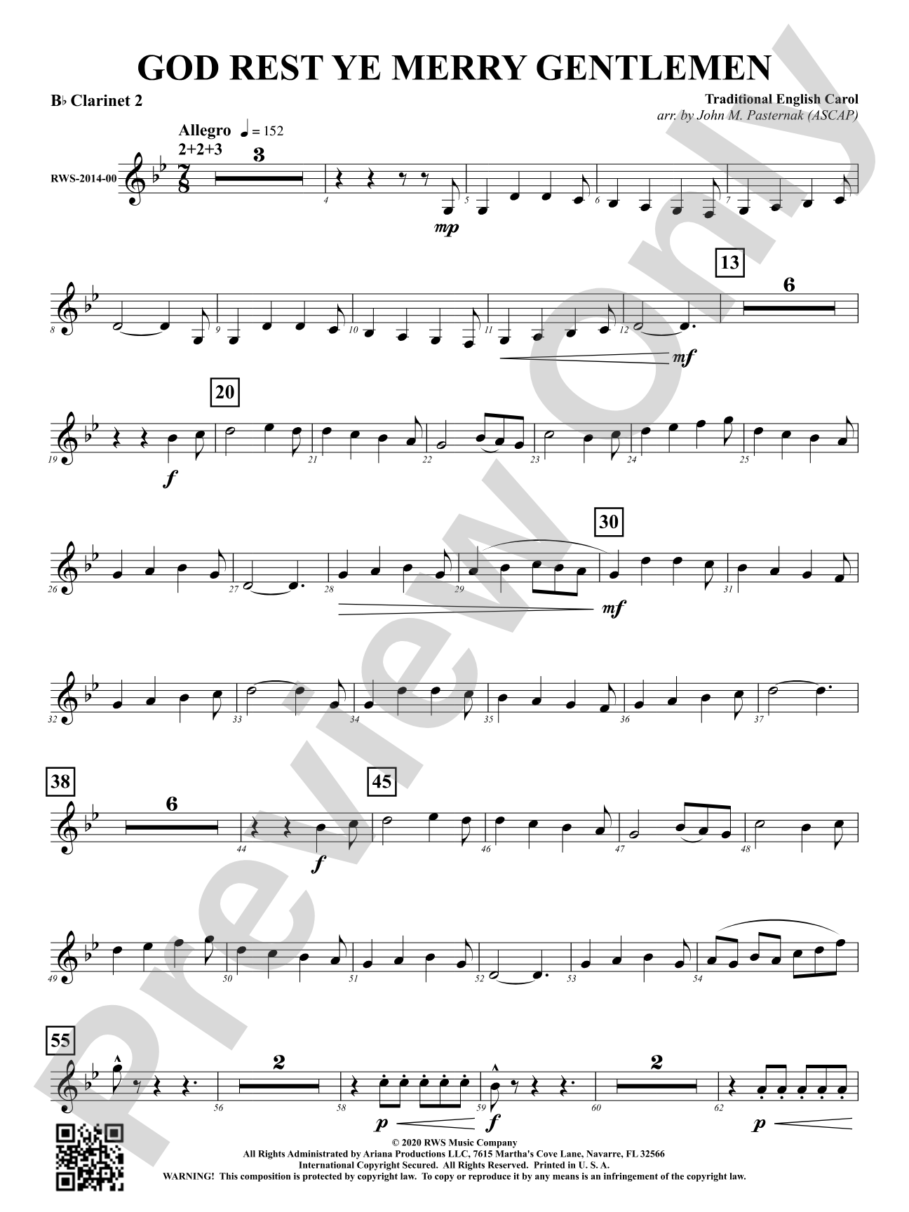 God Rest Ye Merry Gentlemen: 2nd B-flat Clarinet