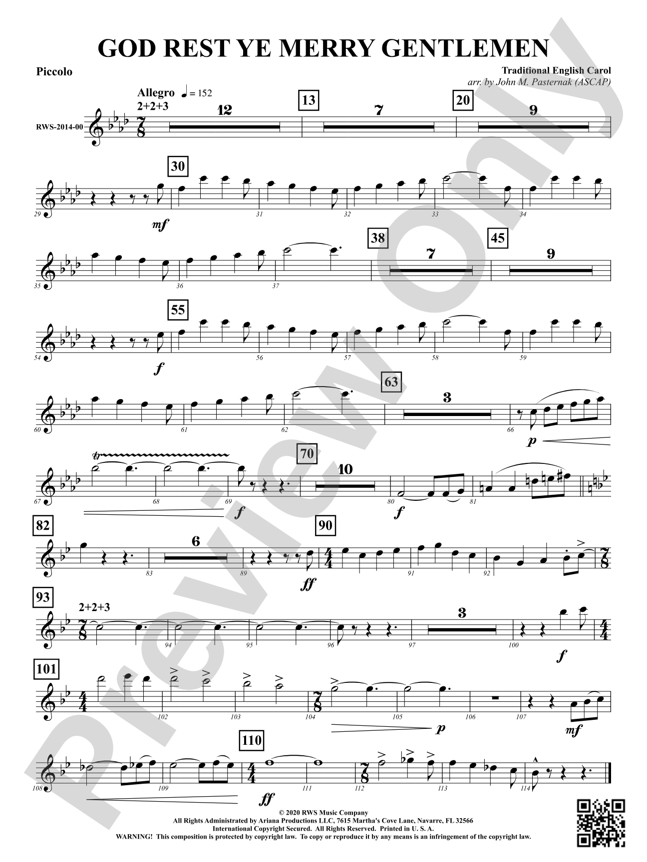 God Rest Ye Merry Gentlemen: Piccolo