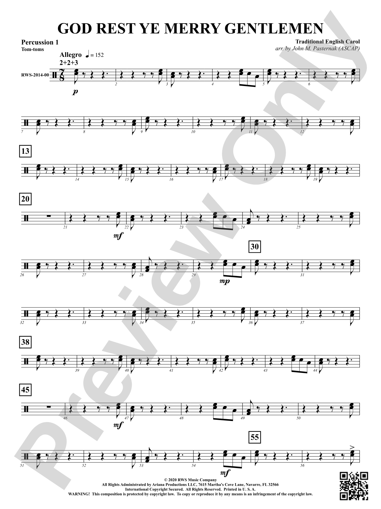 God Rest Ye Merry Gentlemen: 1st Percussion