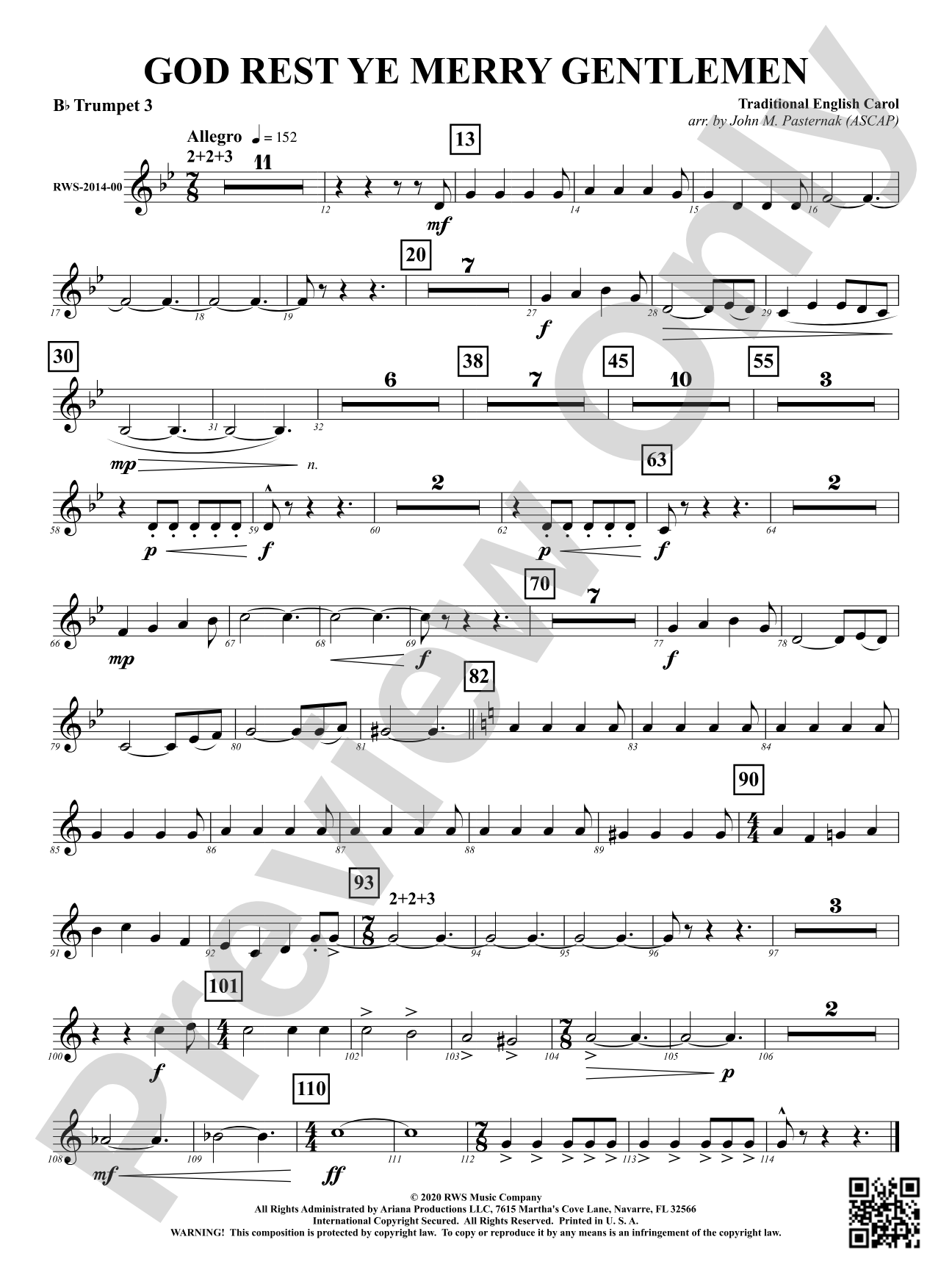 God Rest Ye Merry Gentlemen: 3rd B-flat Trumpet