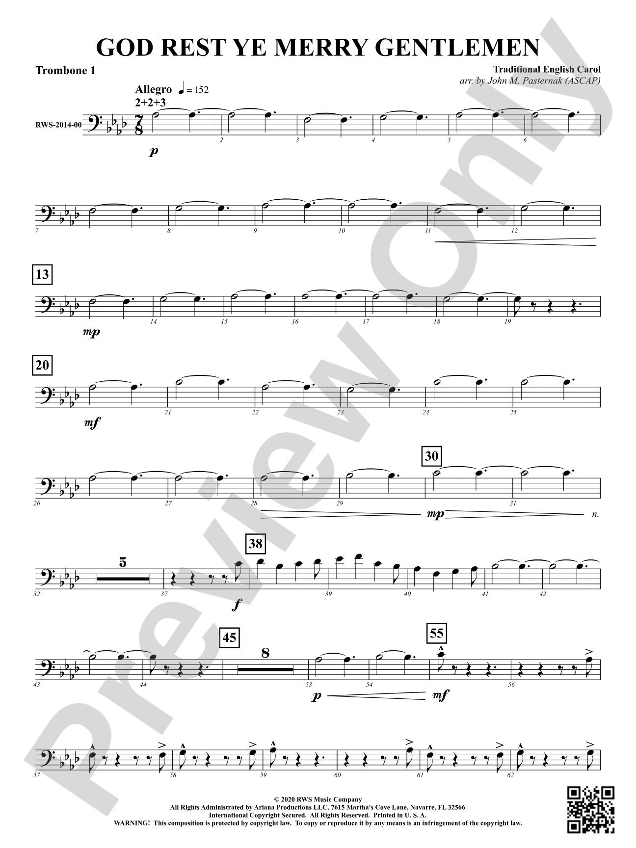 God Rest Ye Merry Gentlemen: 1st Trombone