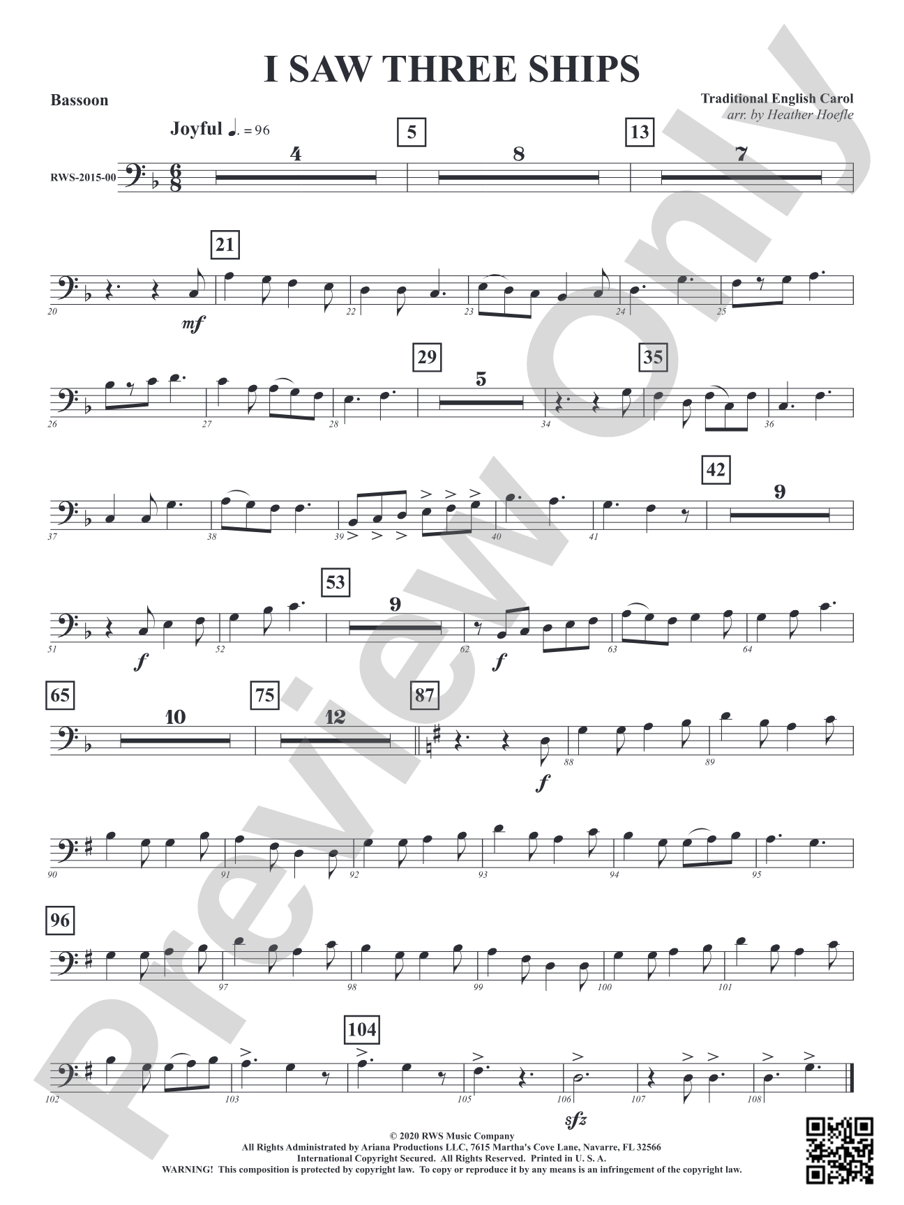 I Saw Three Ships: Bassoon