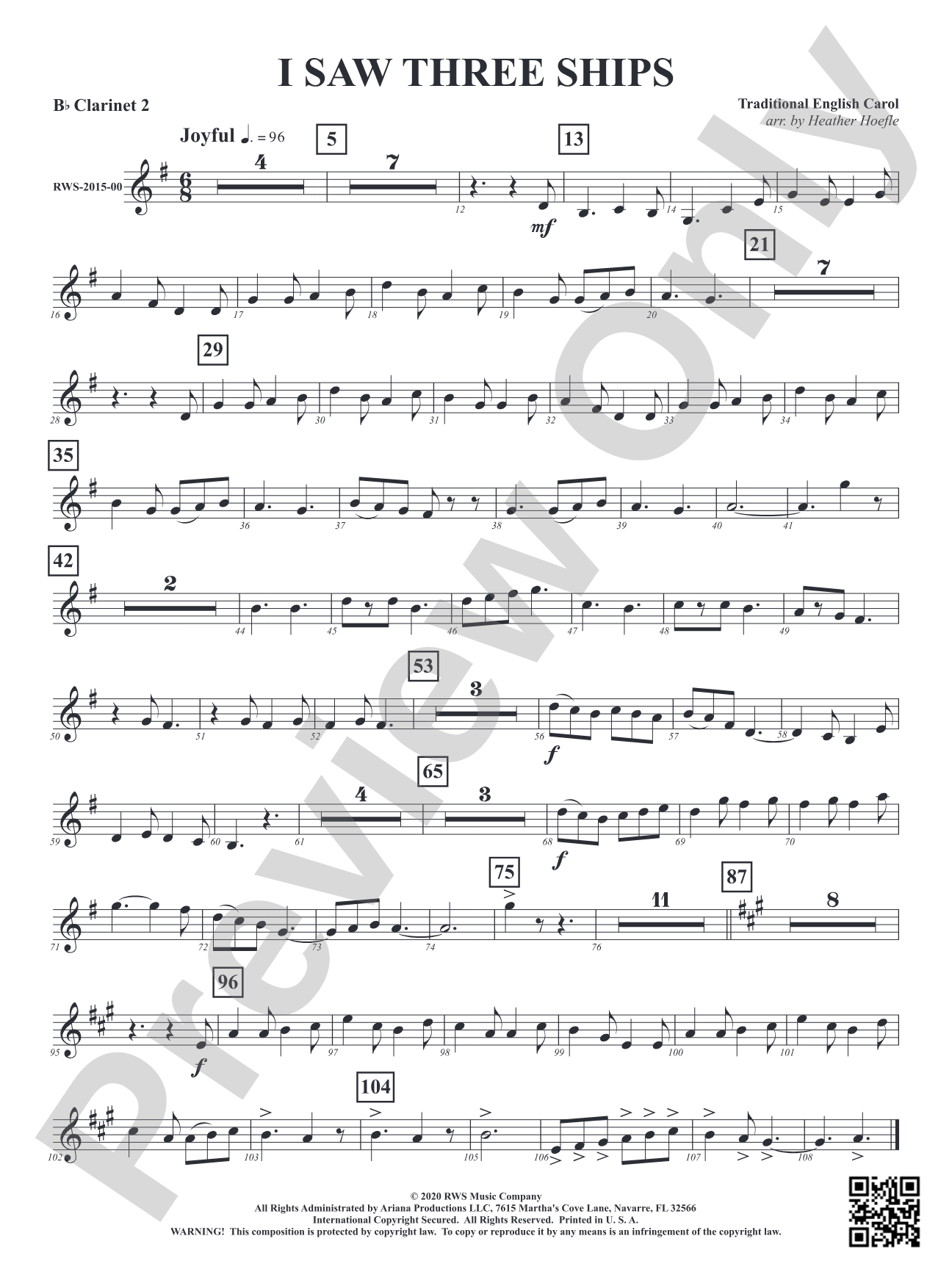 I Saw Three Ships: 2nd B-flat Clarinet