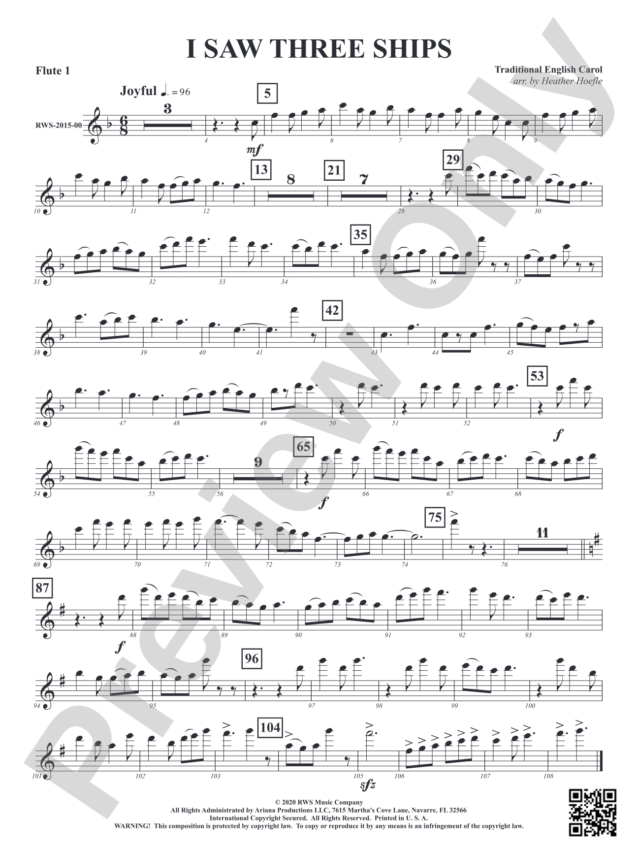I Saw Three Ships: 1st Flute