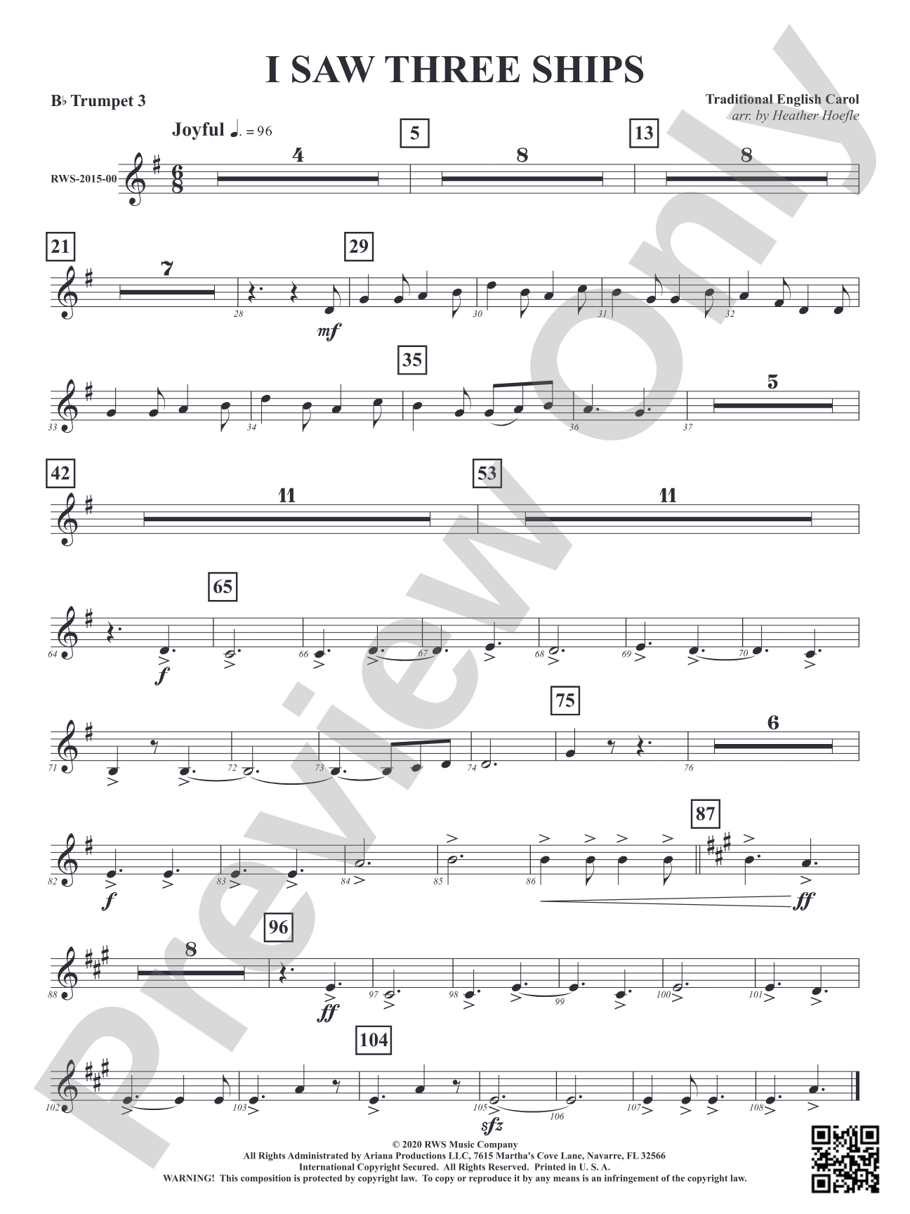 I Saw Three Ships: 3rd B-flat Trumpet