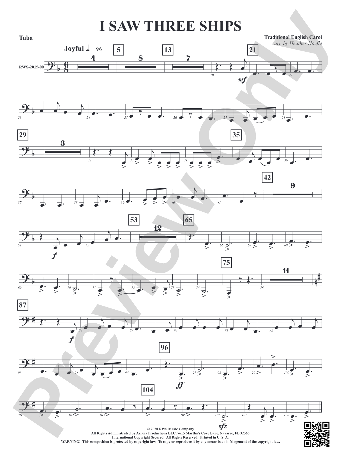 I Saw Three Ships: Tuba