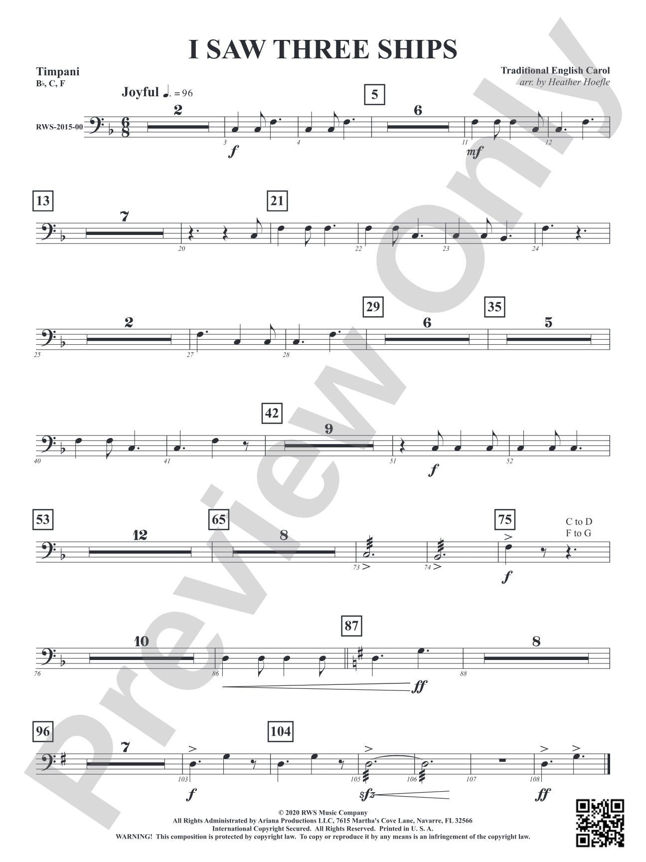 I Saw Three Ships: Timpani
