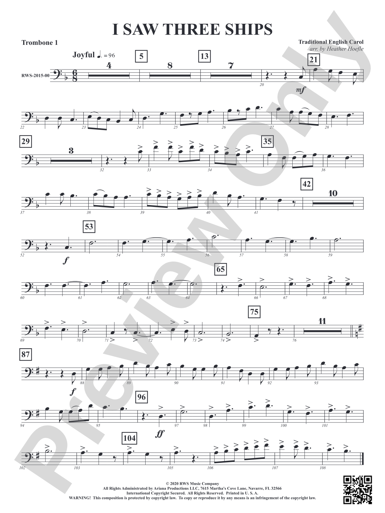 I Saw Three Ships: 1st Trombone