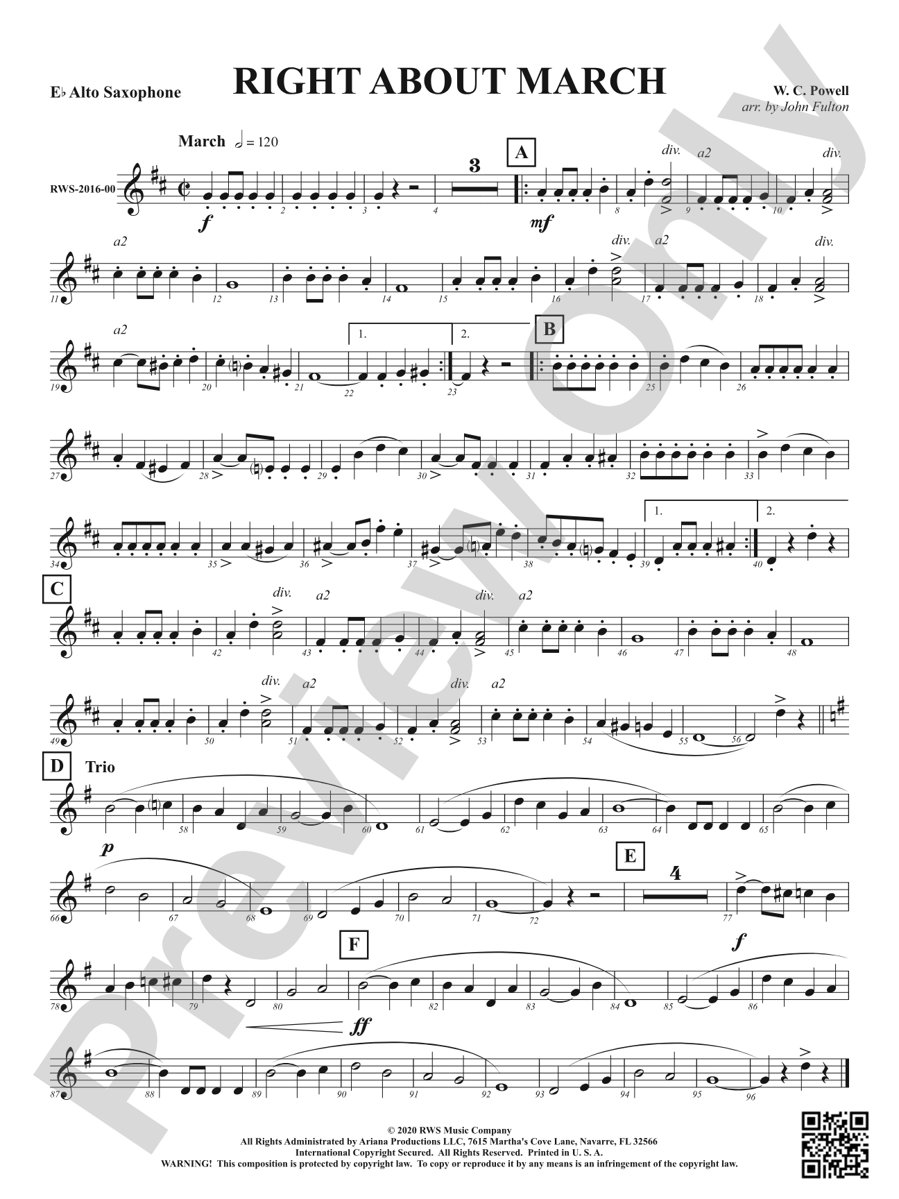 Right About March: 1st E-flat Alto Saxophone