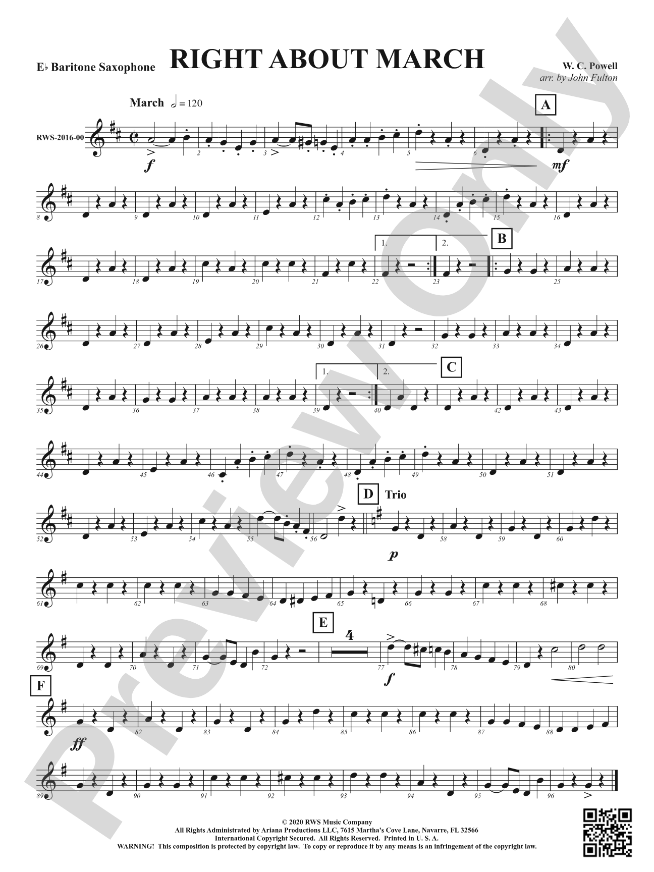 Right About March: E-flat Baritone Saxophone