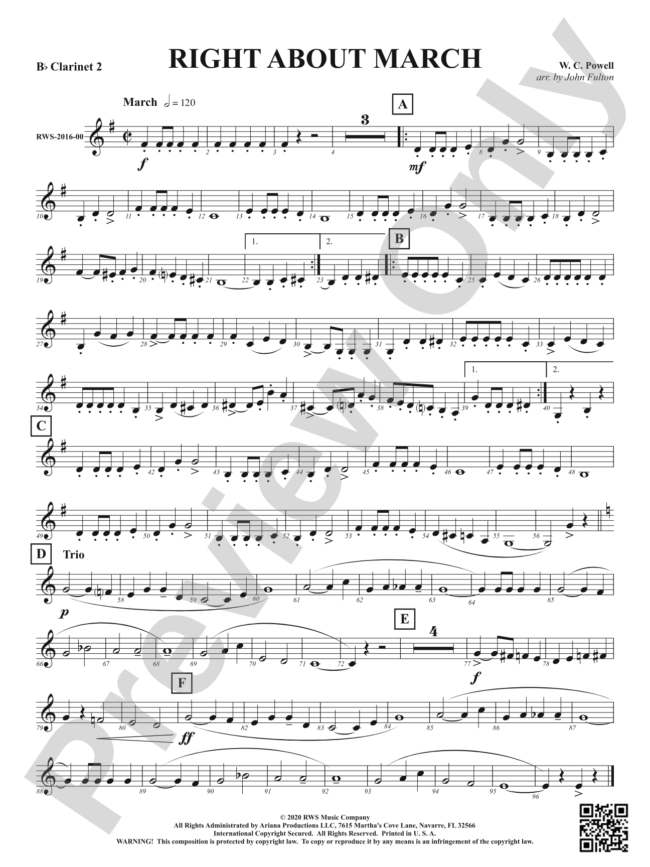 Right About March: 2nd B-flat Clarinet
