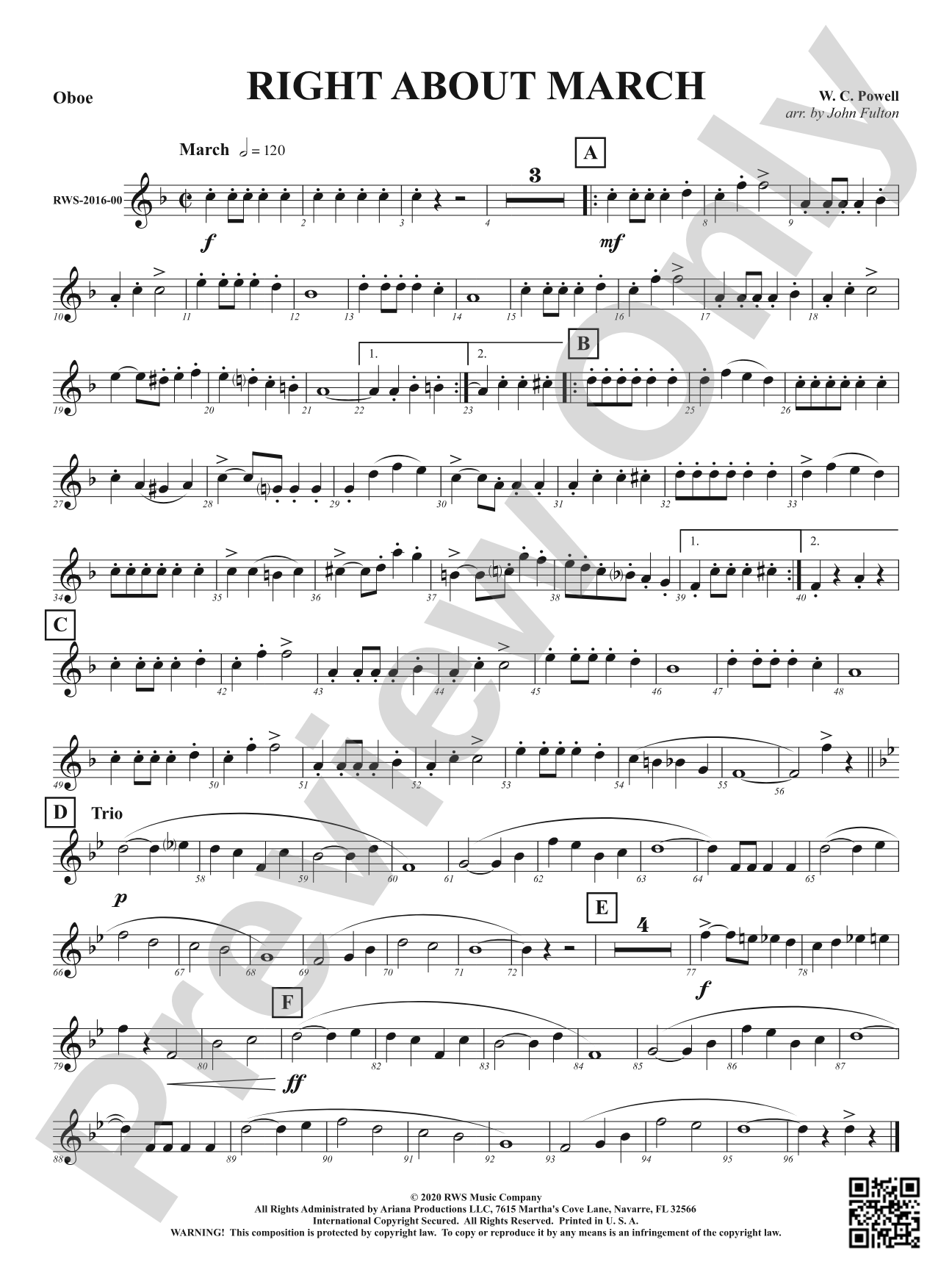 Right About March: Oboe