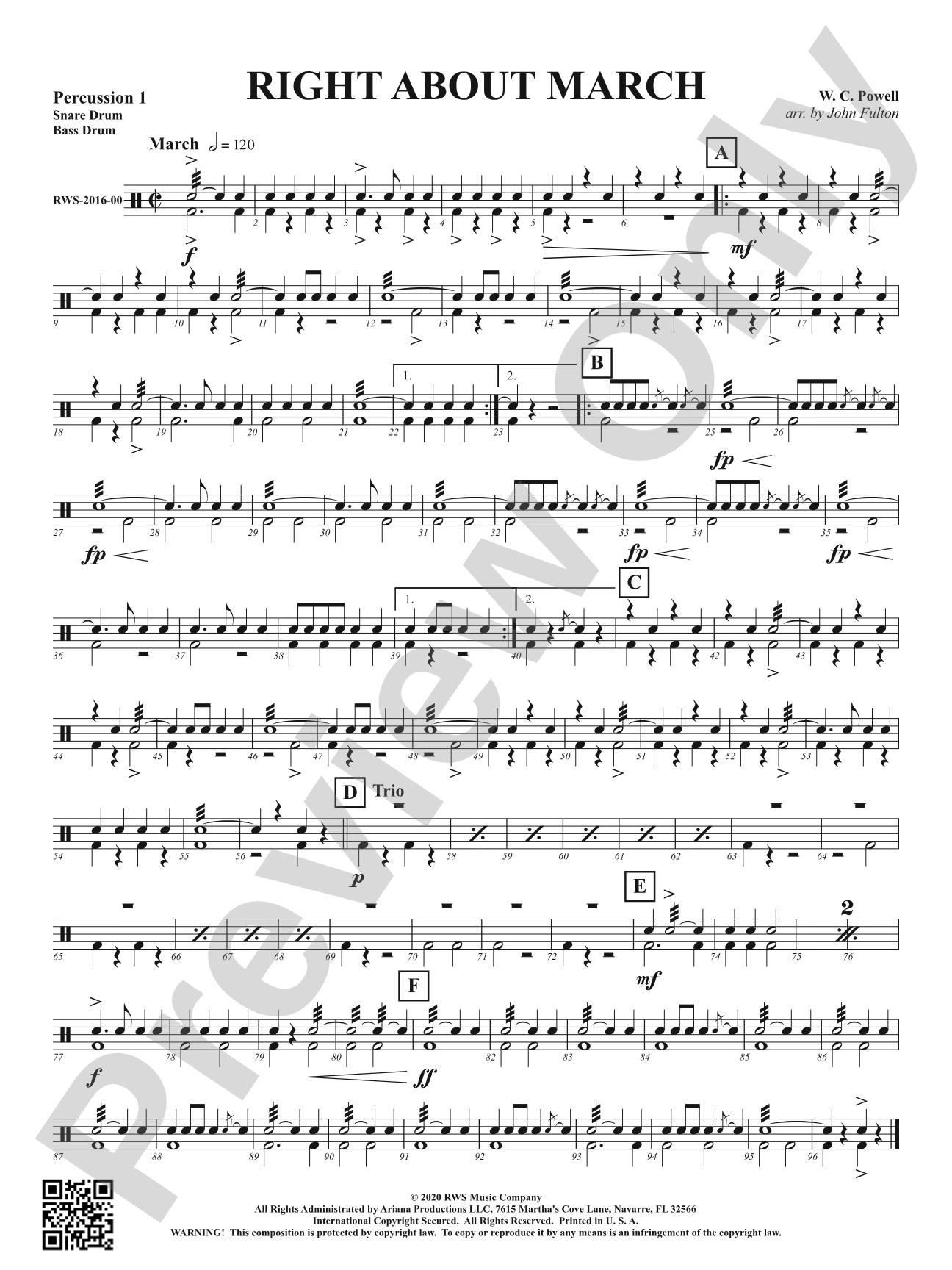 Right About March: 1st Percussion
