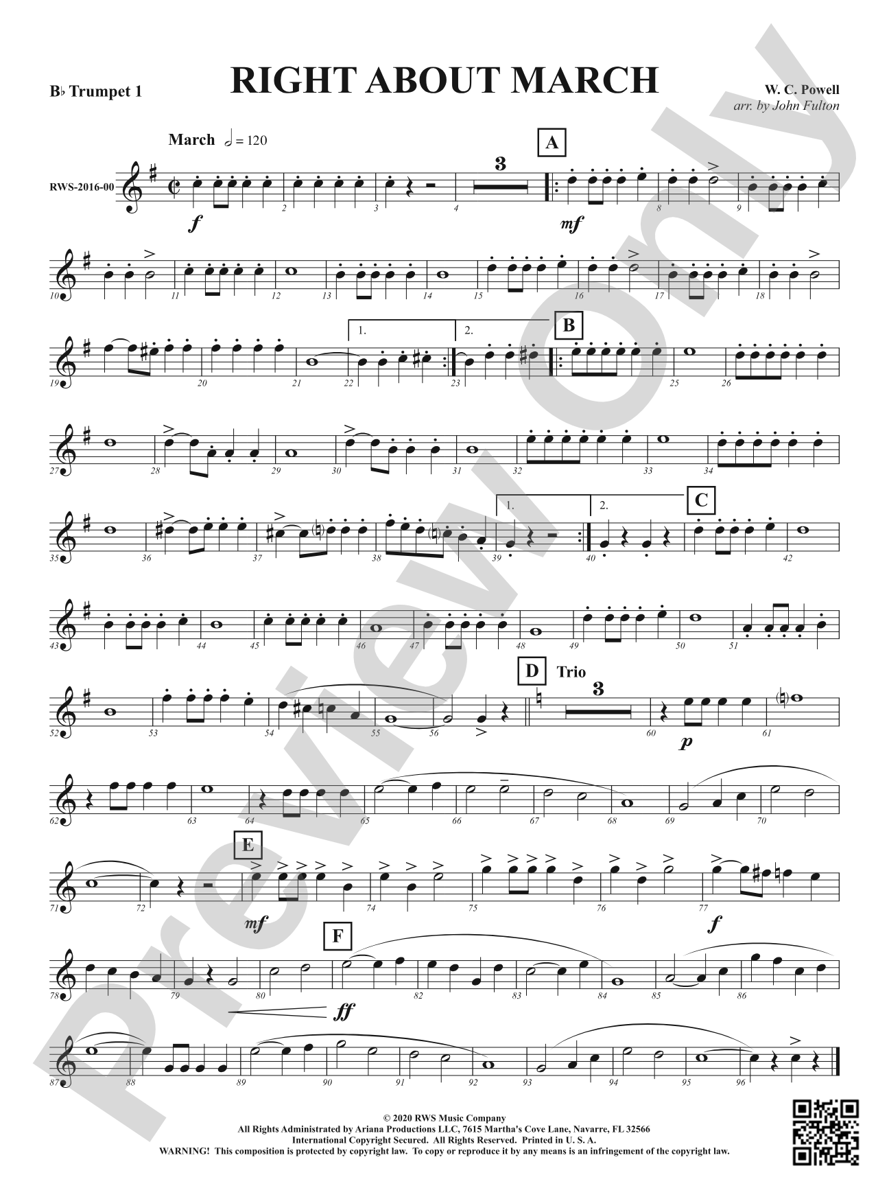 Right About March: 1st B-flat Trumpet