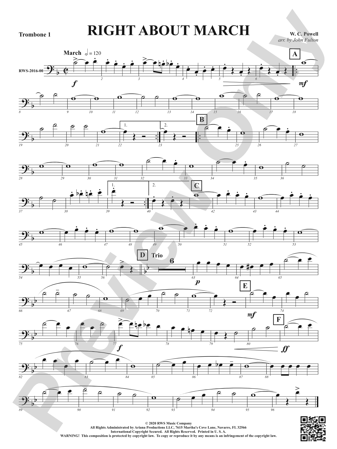 Right About March: 1st Trombone