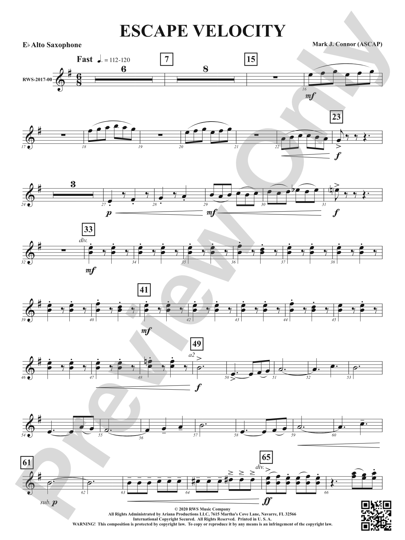 Escape Velocity: 1st E-flat Alto Saxophone