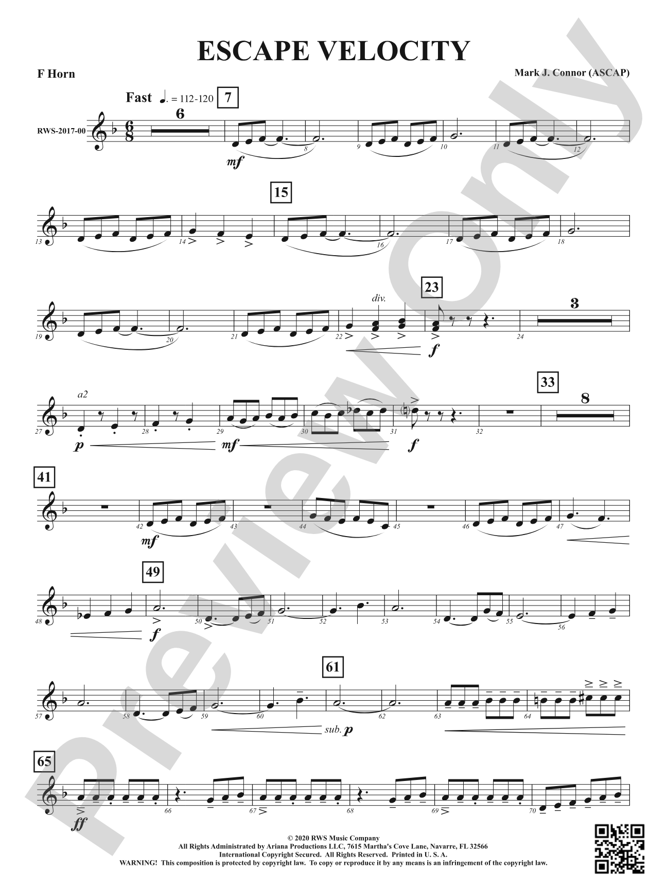 Escape Velocity: 1st F Horn