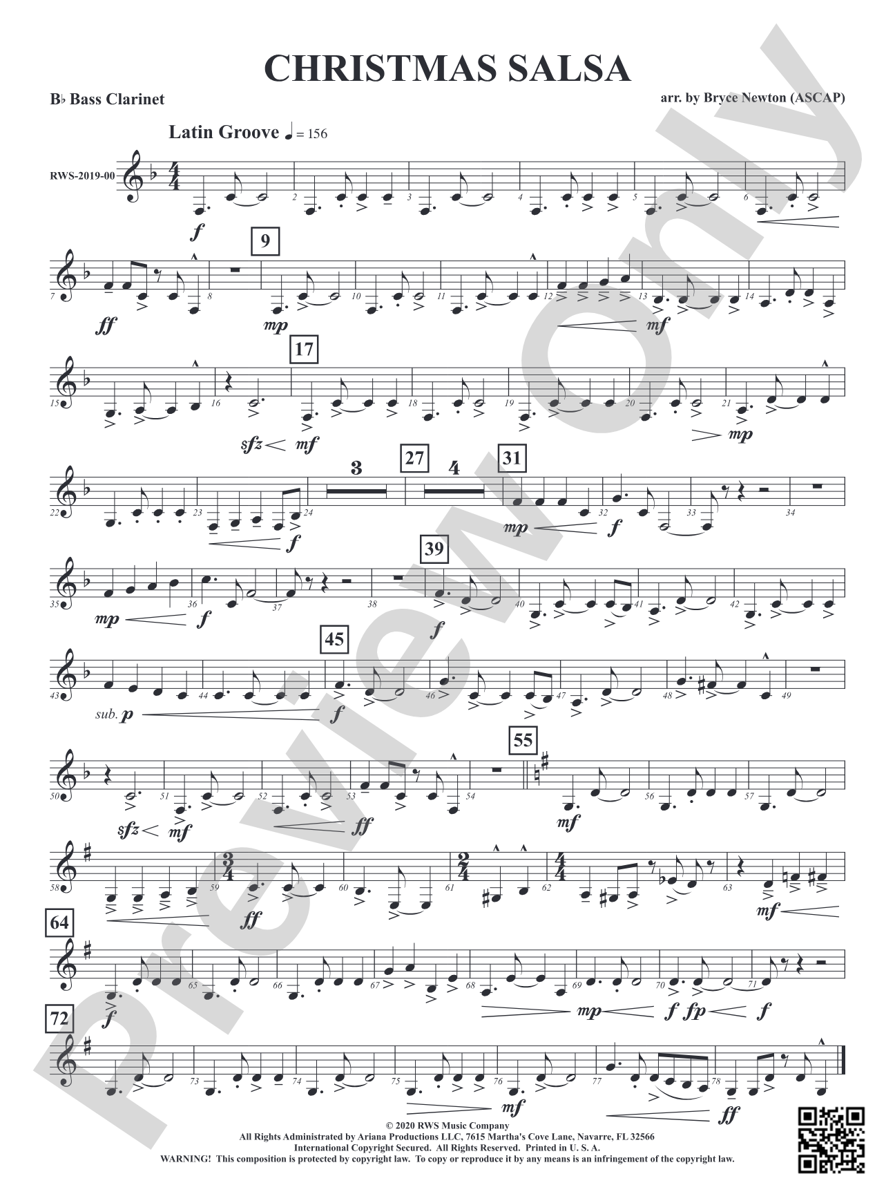 Christmas Salsa: B-flat Bass Clarinet
