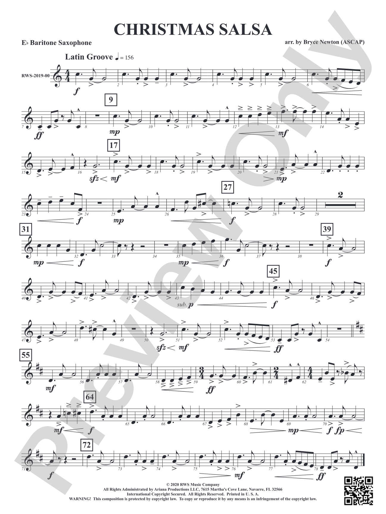 Christmas Salsa: E-flat Baritone Saxophone