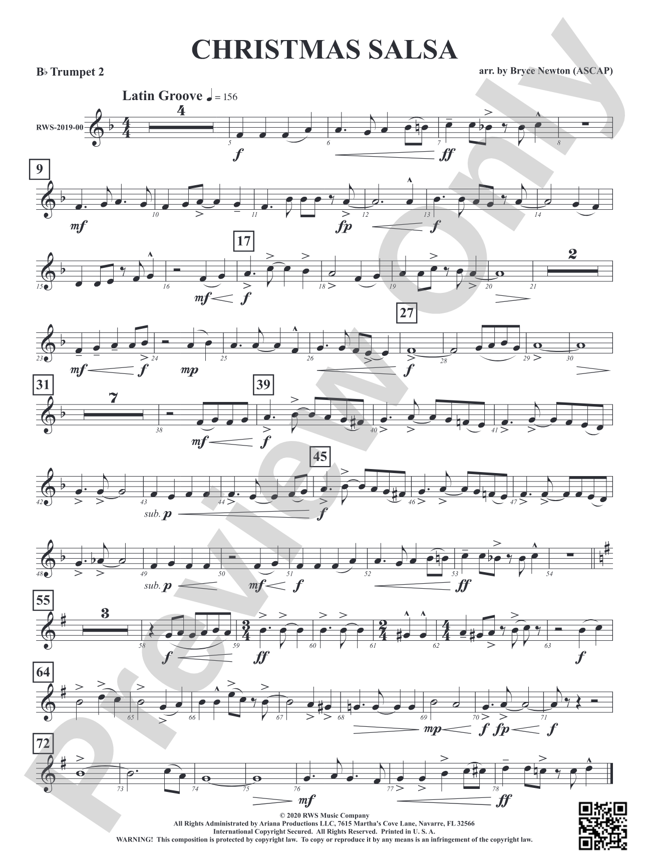 Christmas Salsa: 2nd B-flat Trumpet