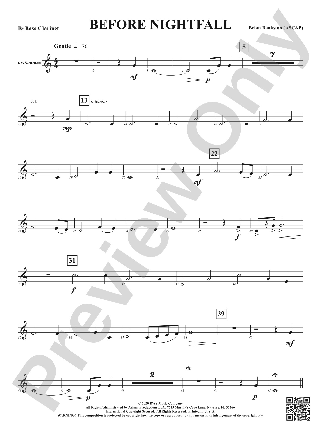 Before Nightfall: B-flat Bass Clarinet