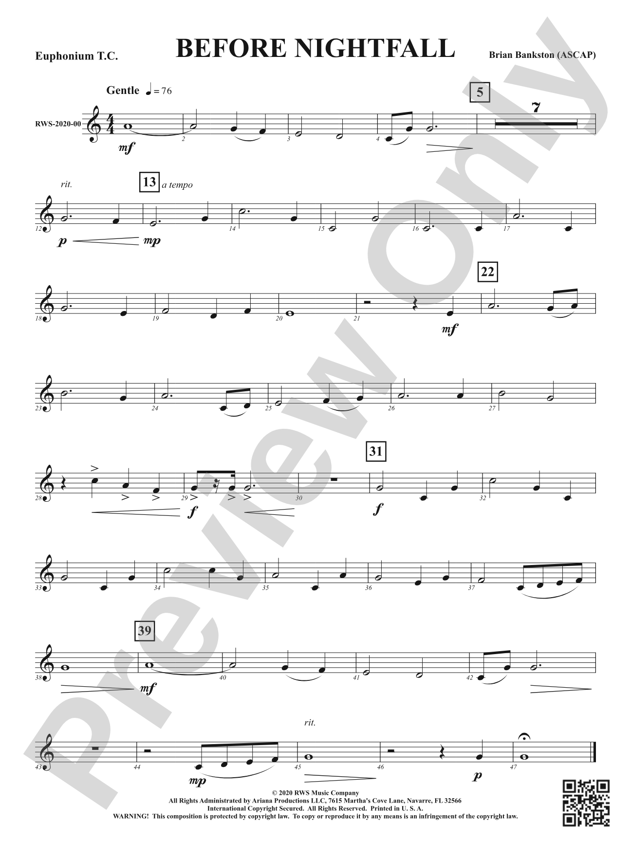 Before Nightfall: Baritone T.C.