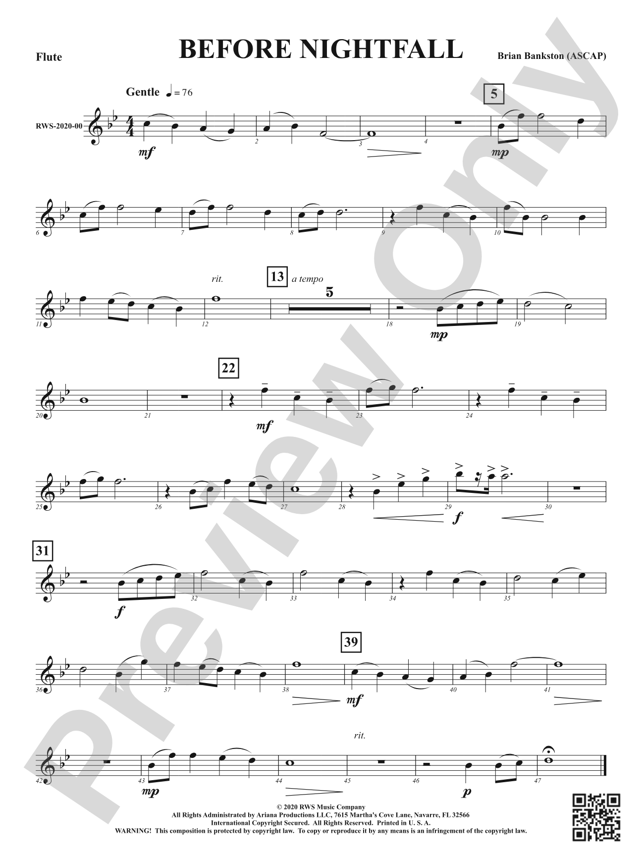 Before Nightfall: 1st Flute