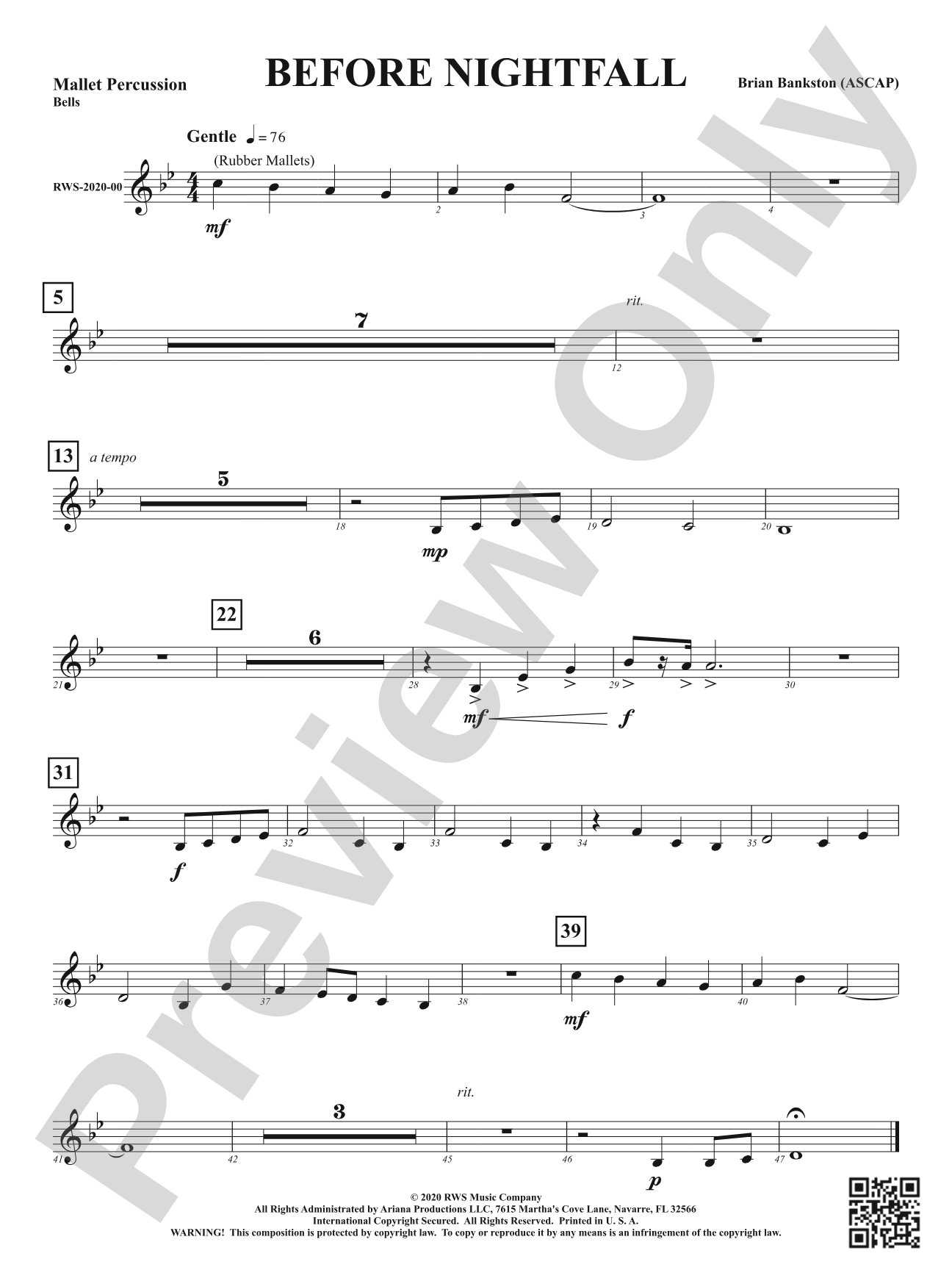 Before Nightfall: 1st Mallet Percussion