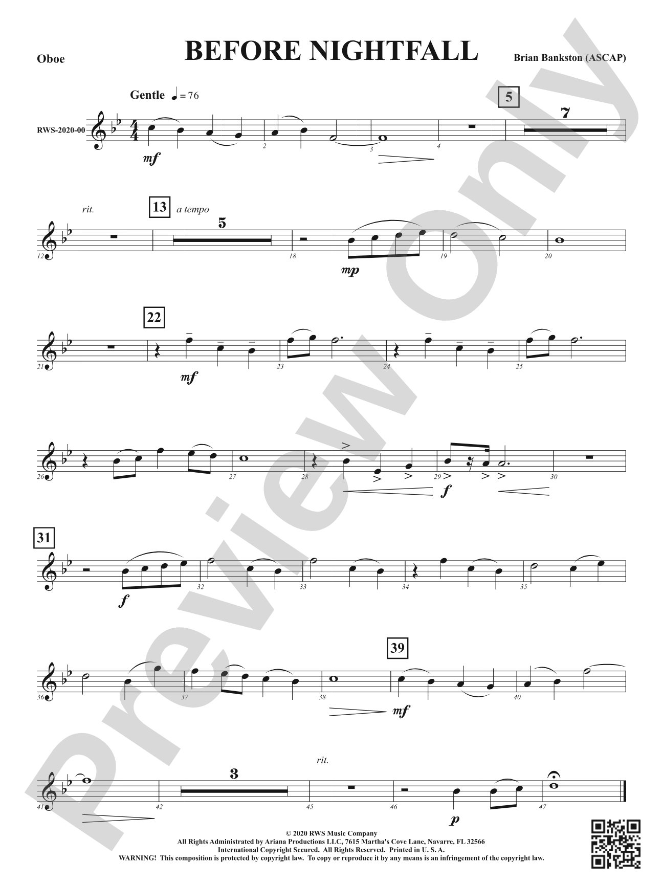 Before Nightfall: Oboe