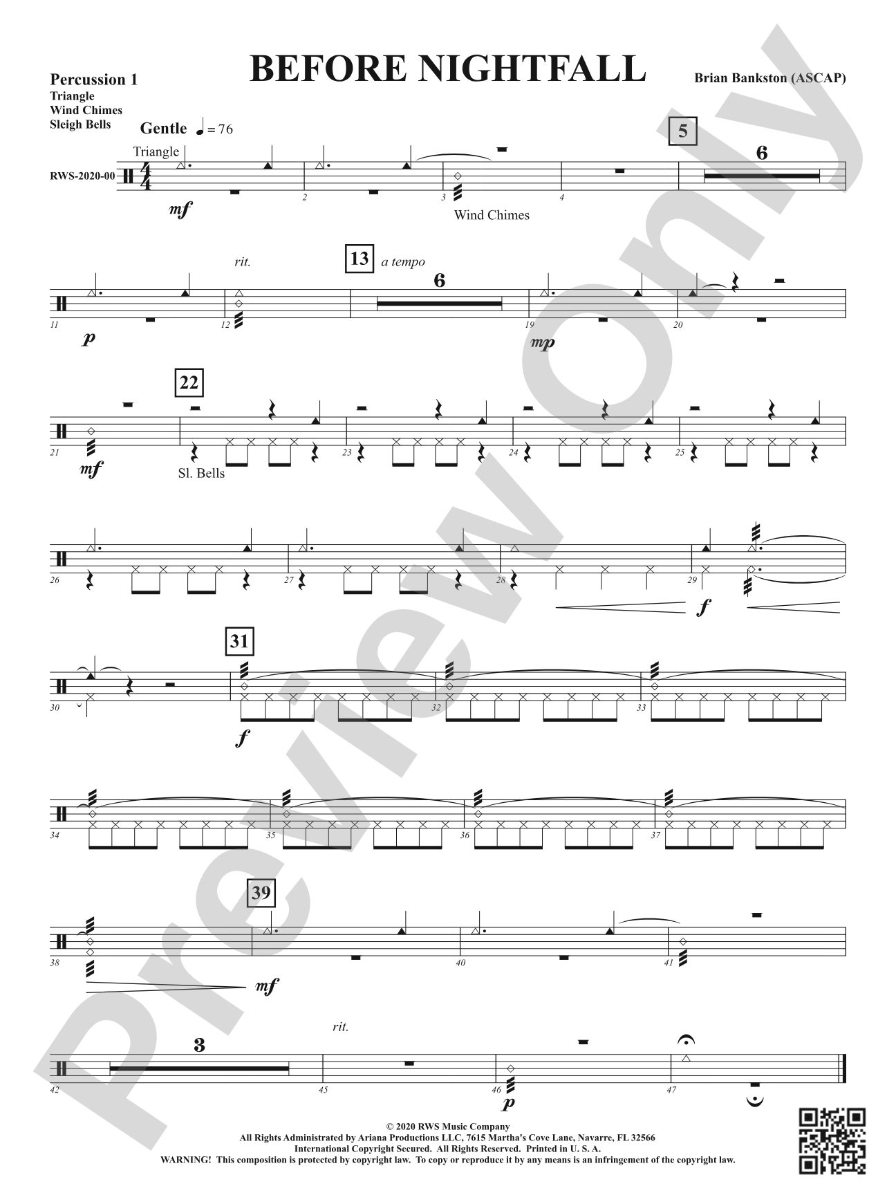 Before Nightfall: 1st Percussion