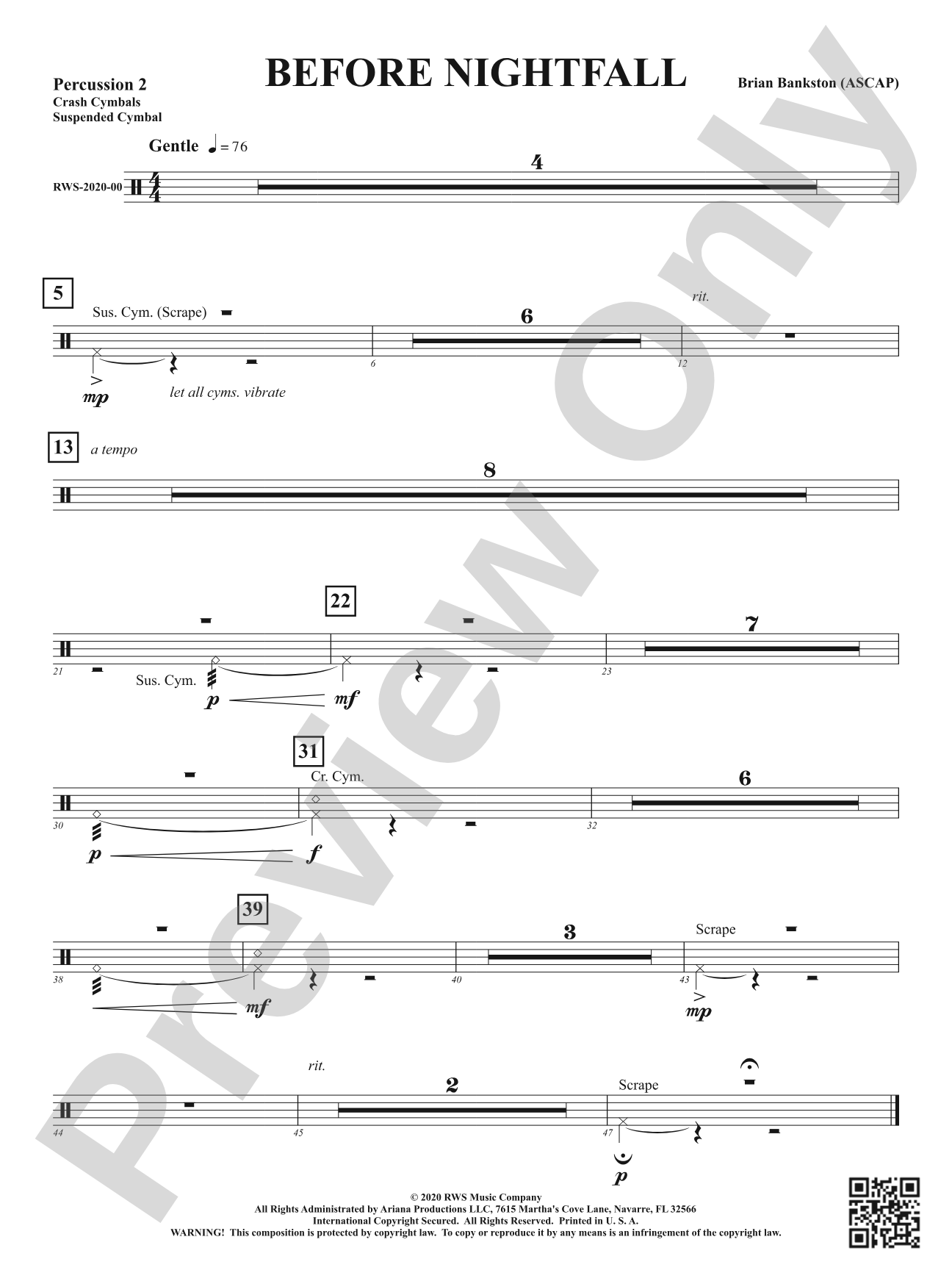 Before Nightfall: 2nd Percussion