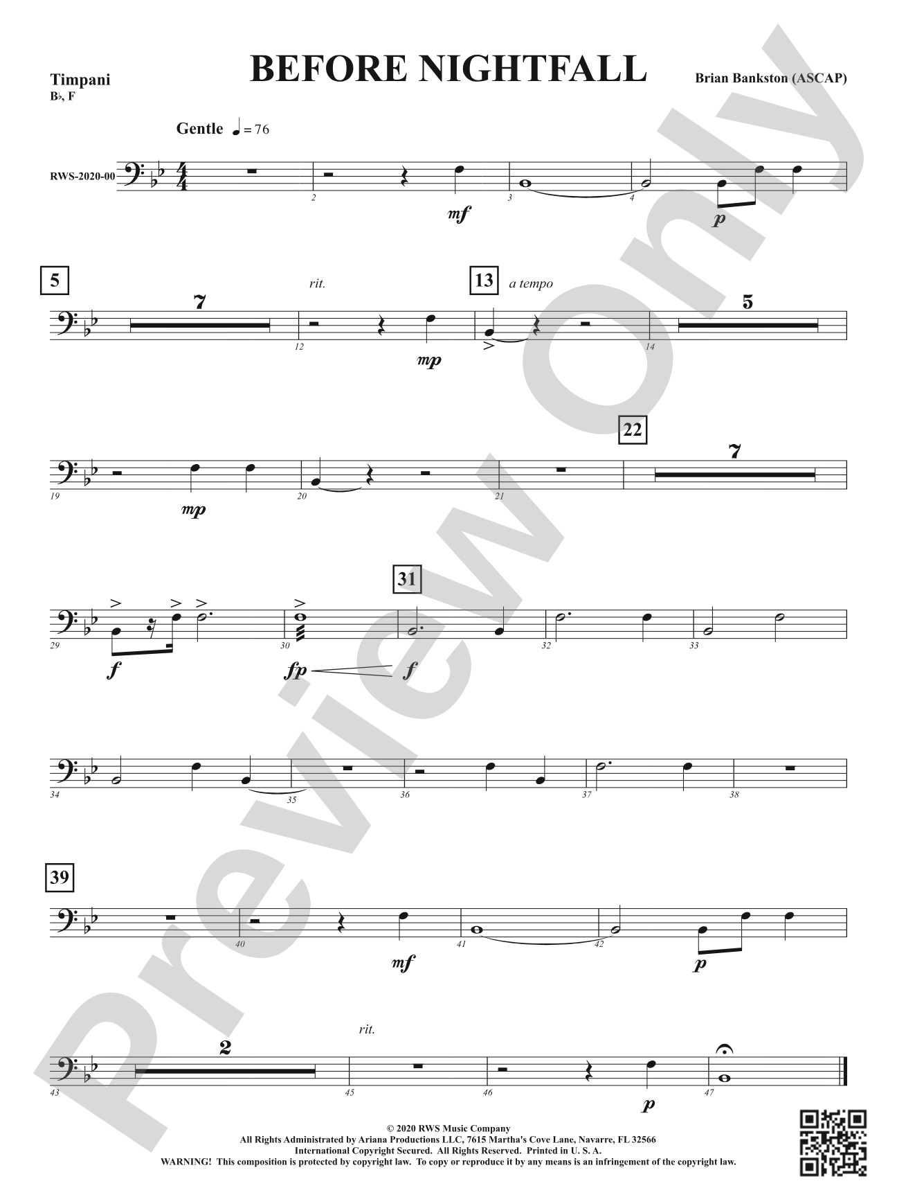 Before Nightfall: Timpani