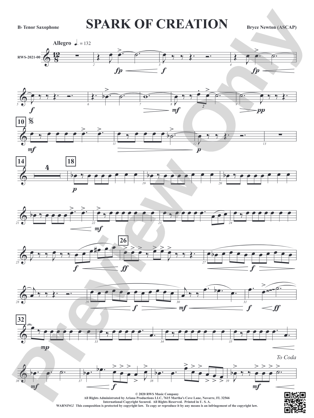Spark of Creation: B-flat Tenor Saxophone