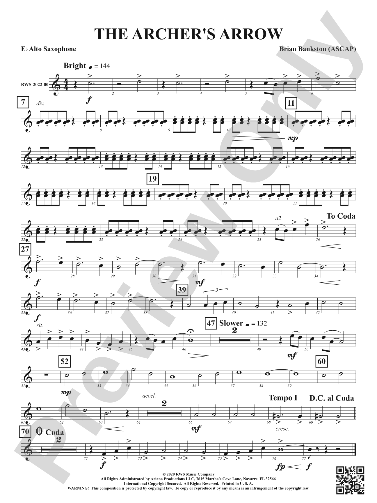 The Archer's Arrow: 1st E-flat Alto Saxophone