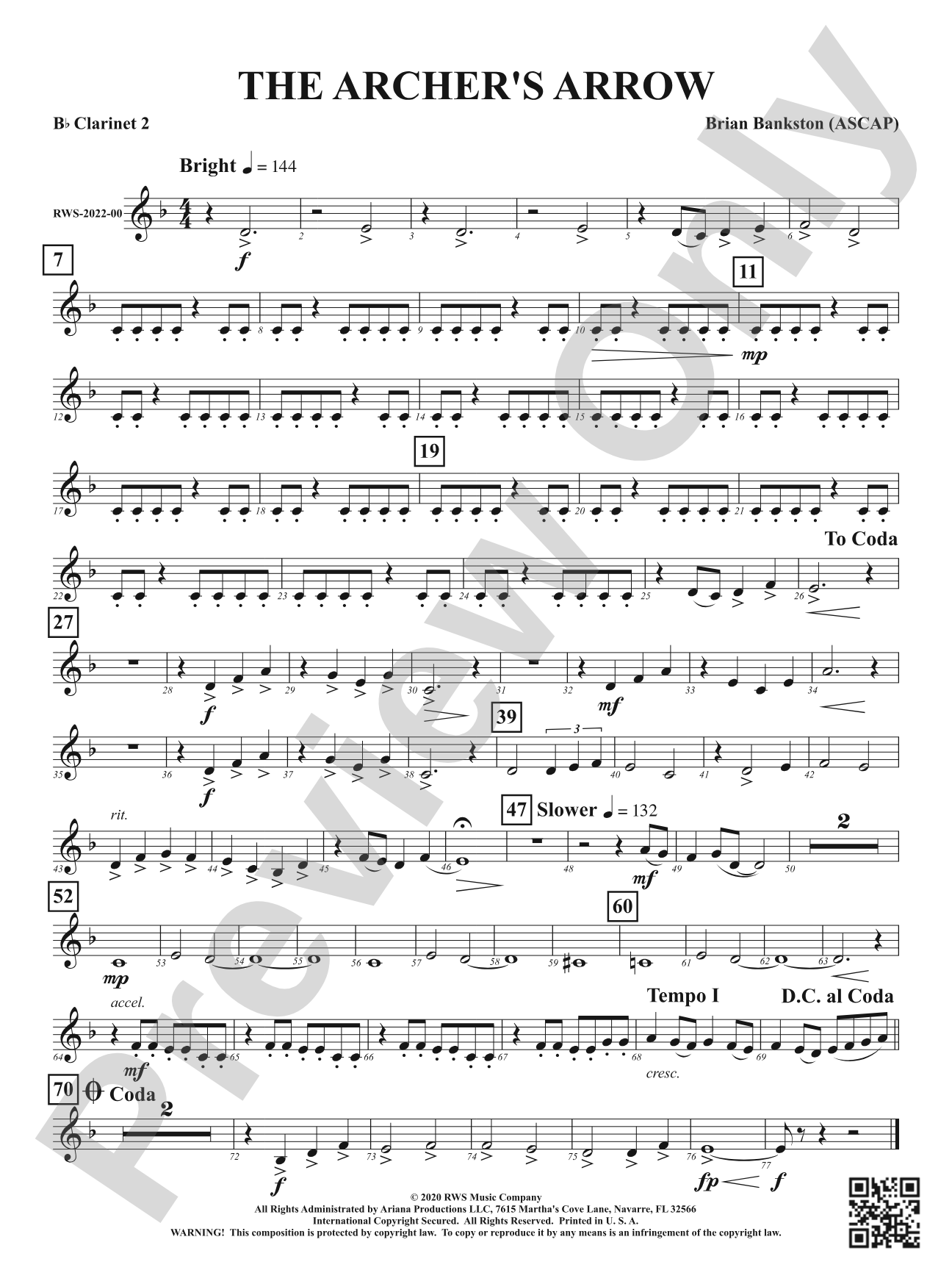 The Archer's Arrow: 2nd B-flat Clarinet