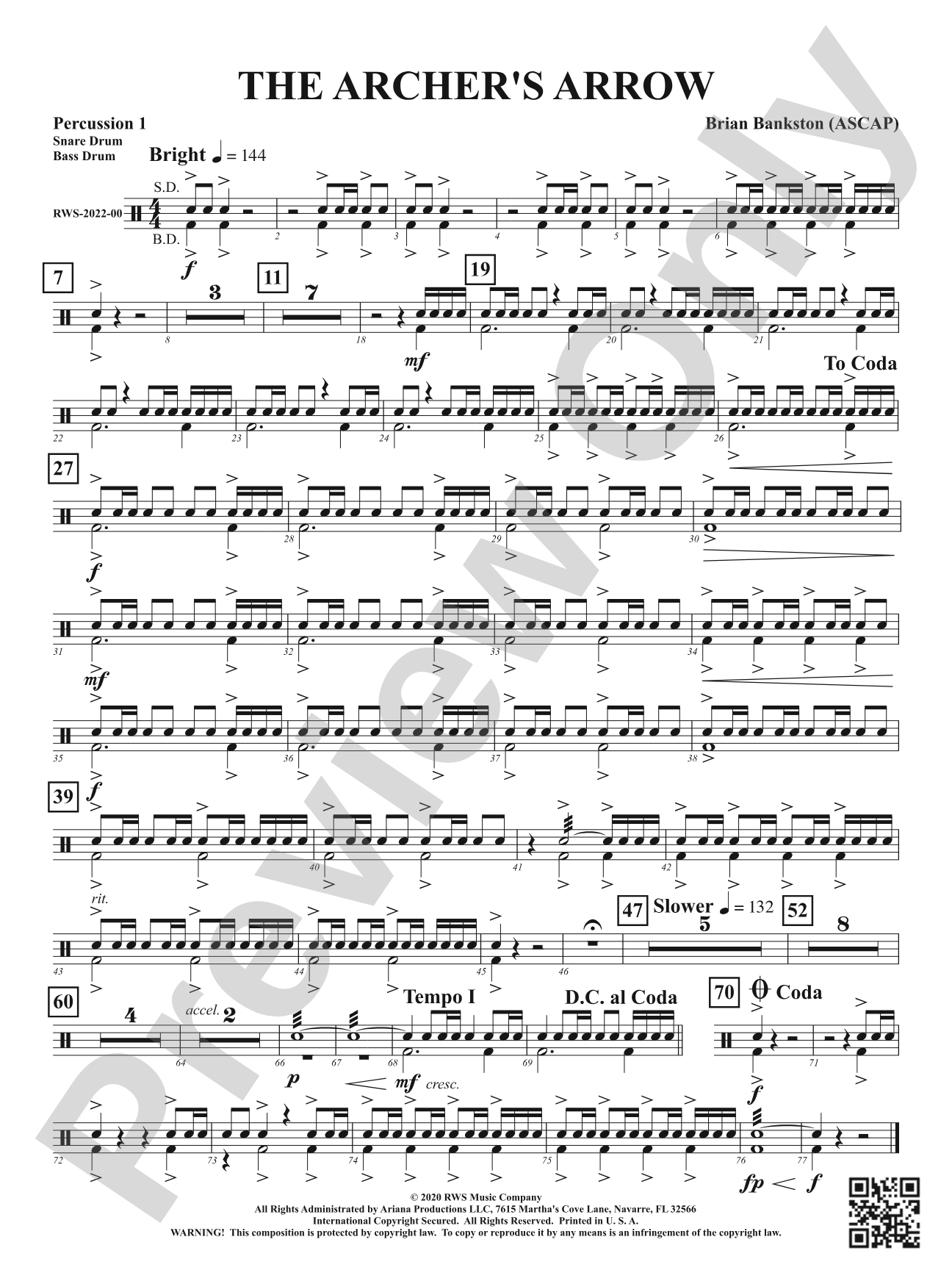 The Archer's Arrow: 1st Percussion