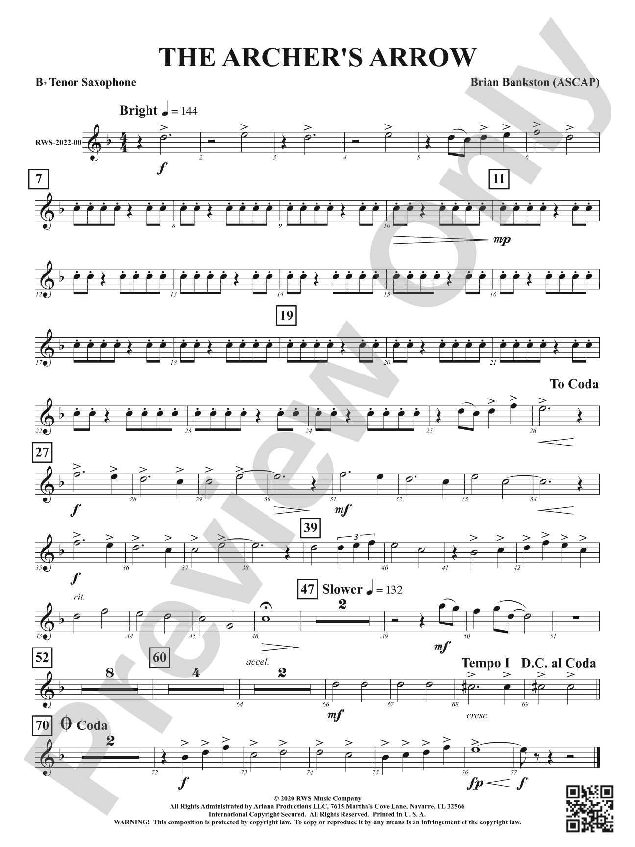 The Archer's Arrow: B-flat Tenor Saxophone