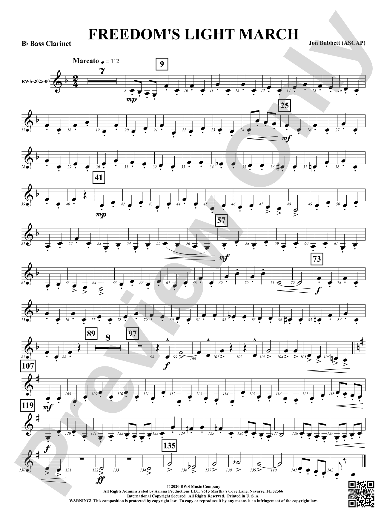 Freedom's Light March: B-flat Bass Clarinet