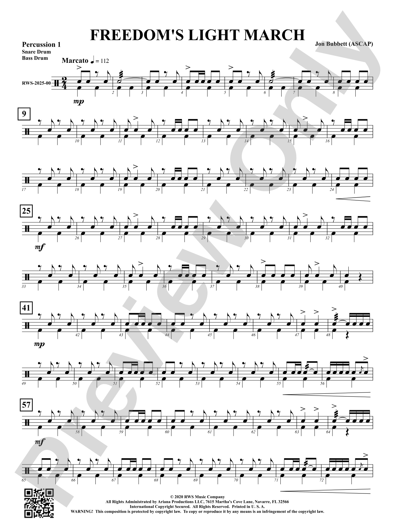 Freedom's Light March: 1st Percussion