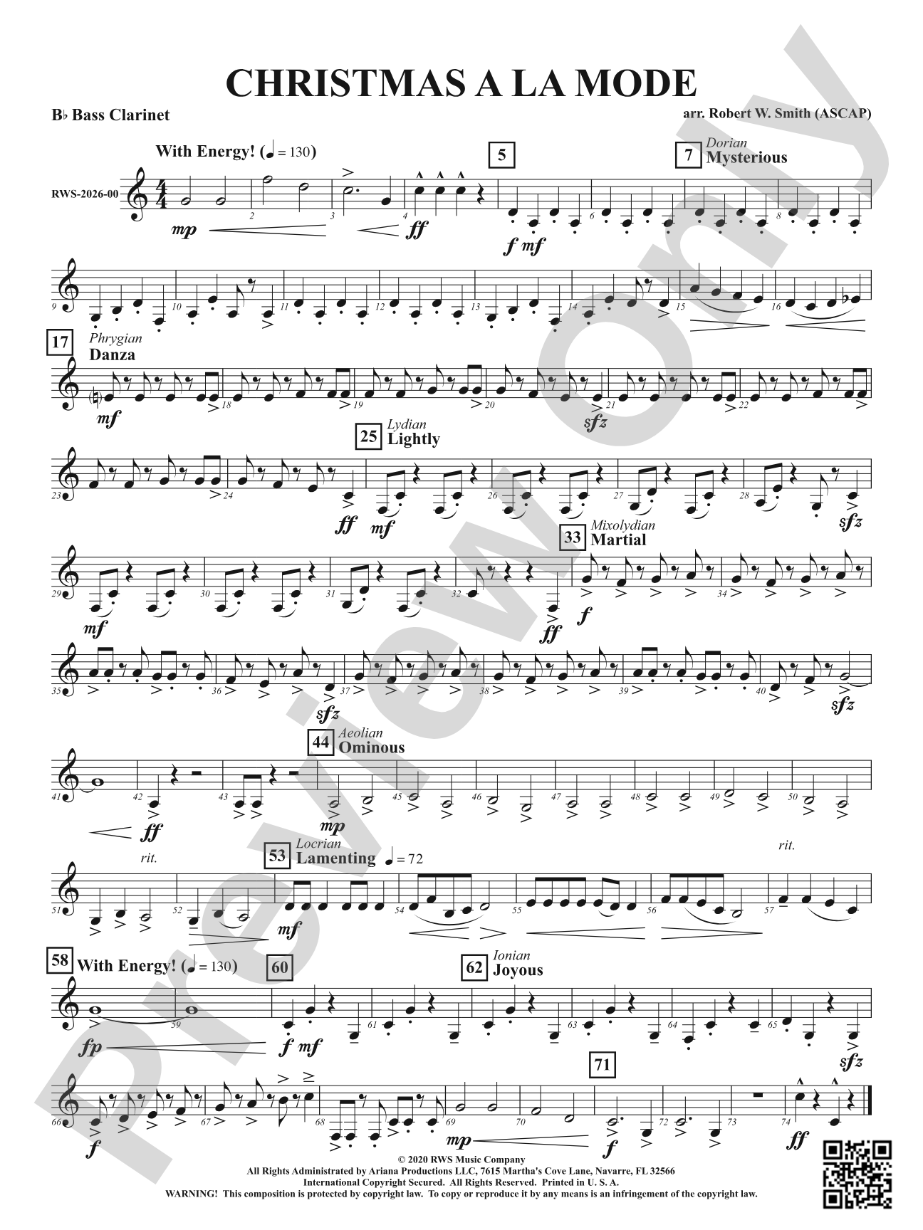 Christmas A La Mode: B-flat Bass Clarinet