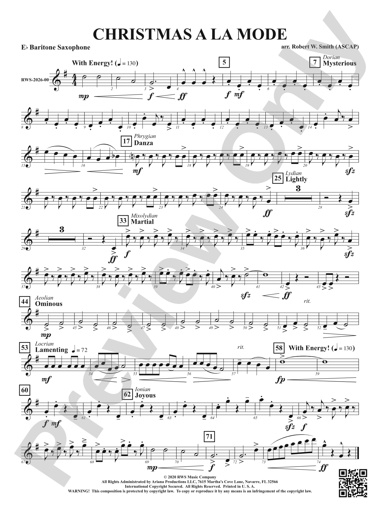 Christmas A La Mode: E-flat Baritone Saxophone