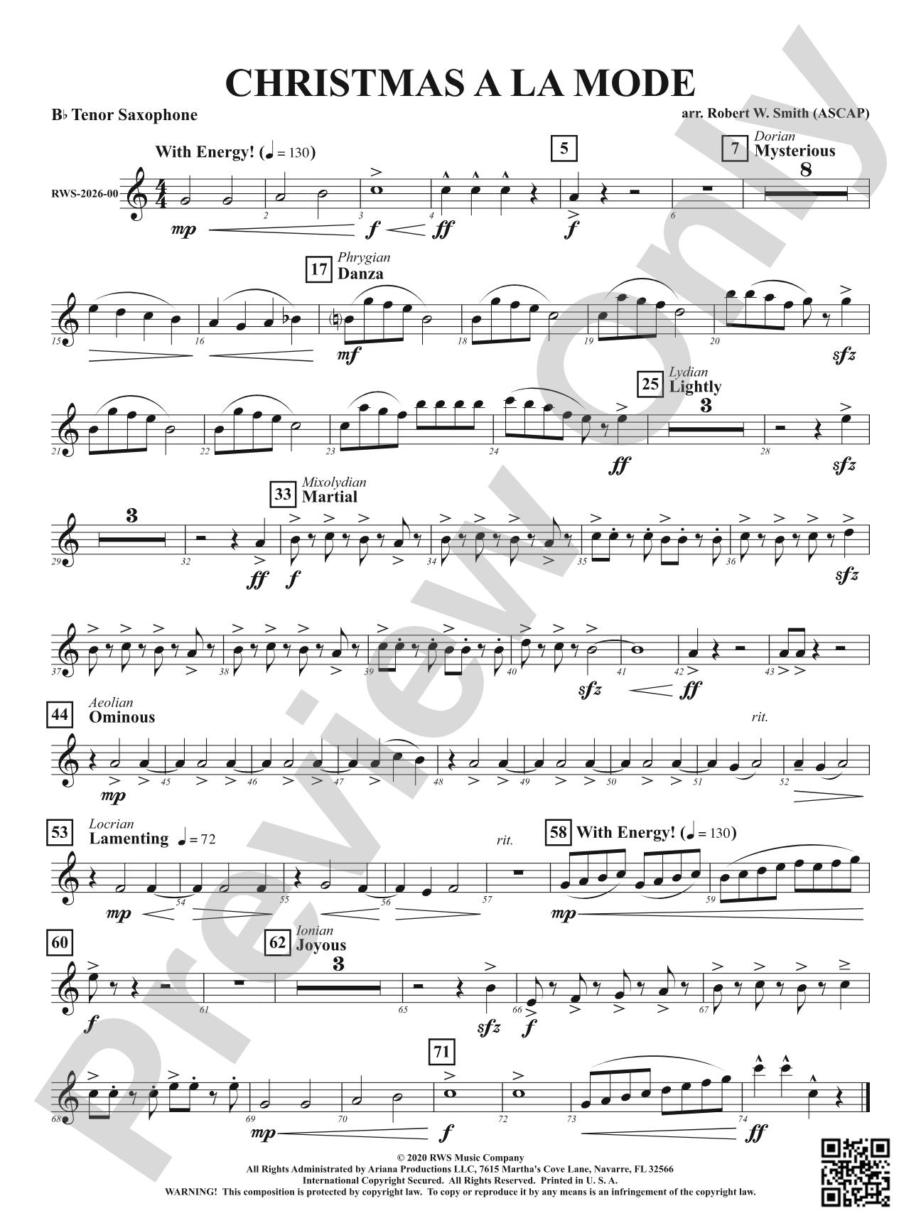 Christmas A La Mode: B-flat Tenor Saxophone