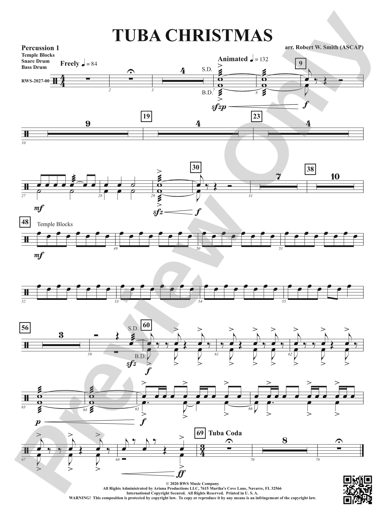 Tuba Christmas: 1st Percussion