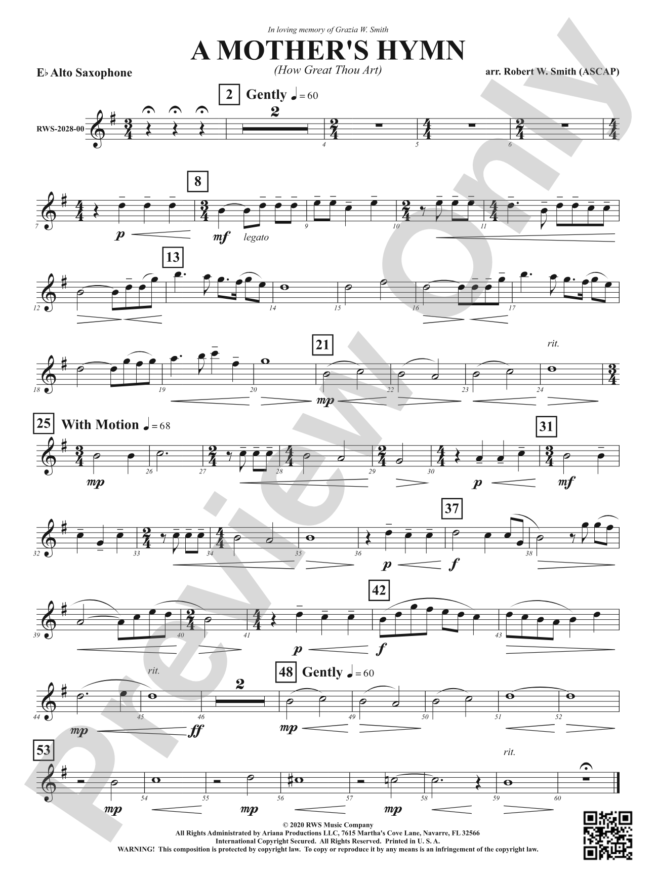 A Mother's Hymn - How Great Thou Art: 1st E-flat Alto Saxophone