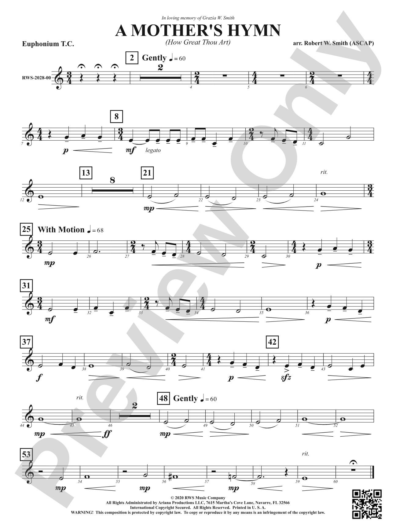 A Mother's Hymn - How Great Thou Art: Baritone T.C.